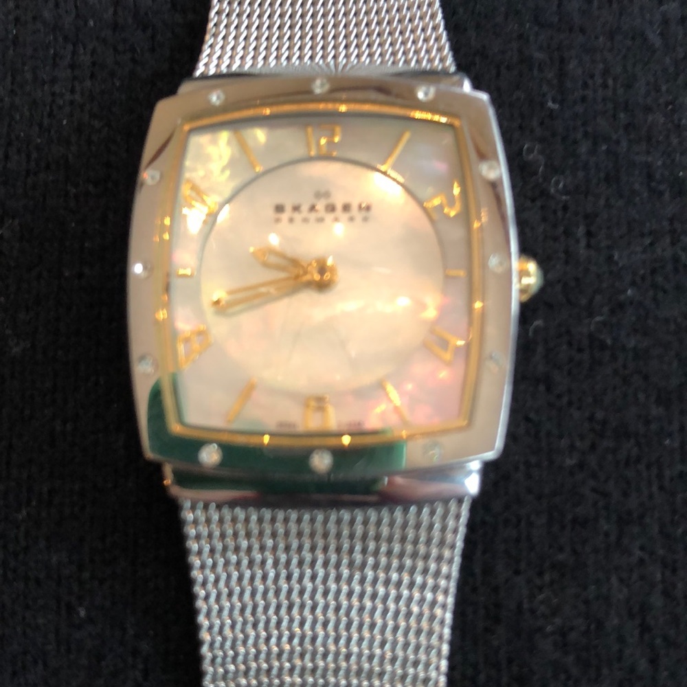 White and yellow gold looking metal.
